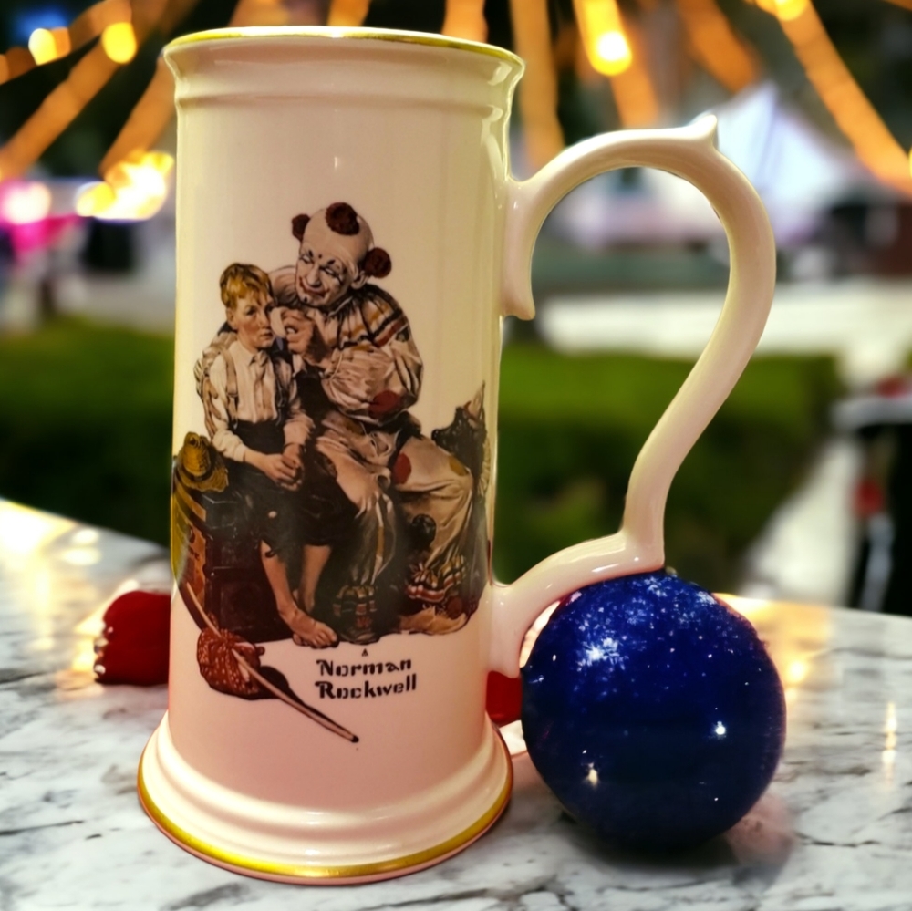 Vtg Norman Rockwell 1st Edition Limited Mug Stein Clown